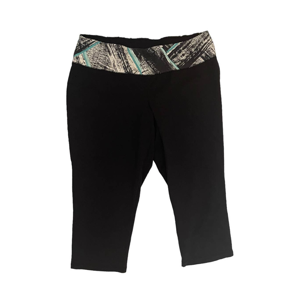 Yogipace Womens Capri Workout Athleisure Pants Black Zippered Pocket Casual XXL